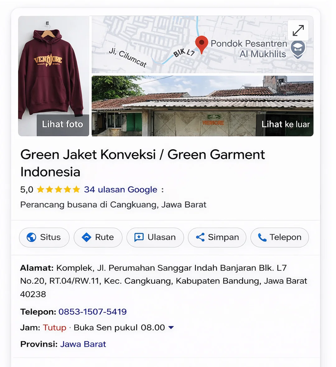 Jasa Google Maps My Bisnisku Green Garment